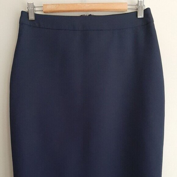 SANDRA ANGELOZZI Pencil Skirt Back Zipper Slit Navy Blue Sz S / Eur 36 - Picture 3 of 13